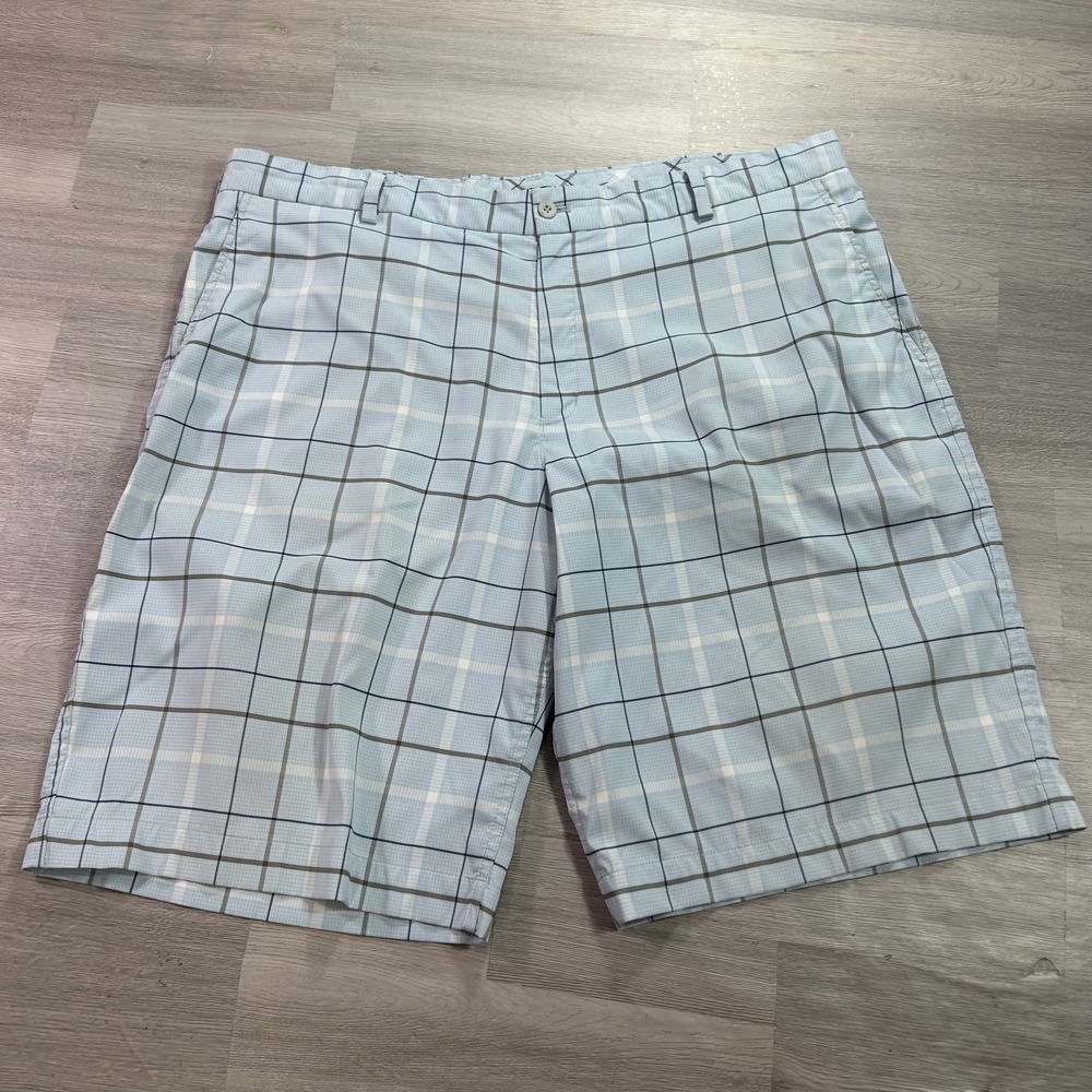 Nike Golf Shorts Mens 40 Blue Plaid 11" Inseam Performance Stretch 400774-465